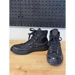 Converse Chuck 70 High Top Black Glitter Sneakers 162471C Womens 7 Mens 5